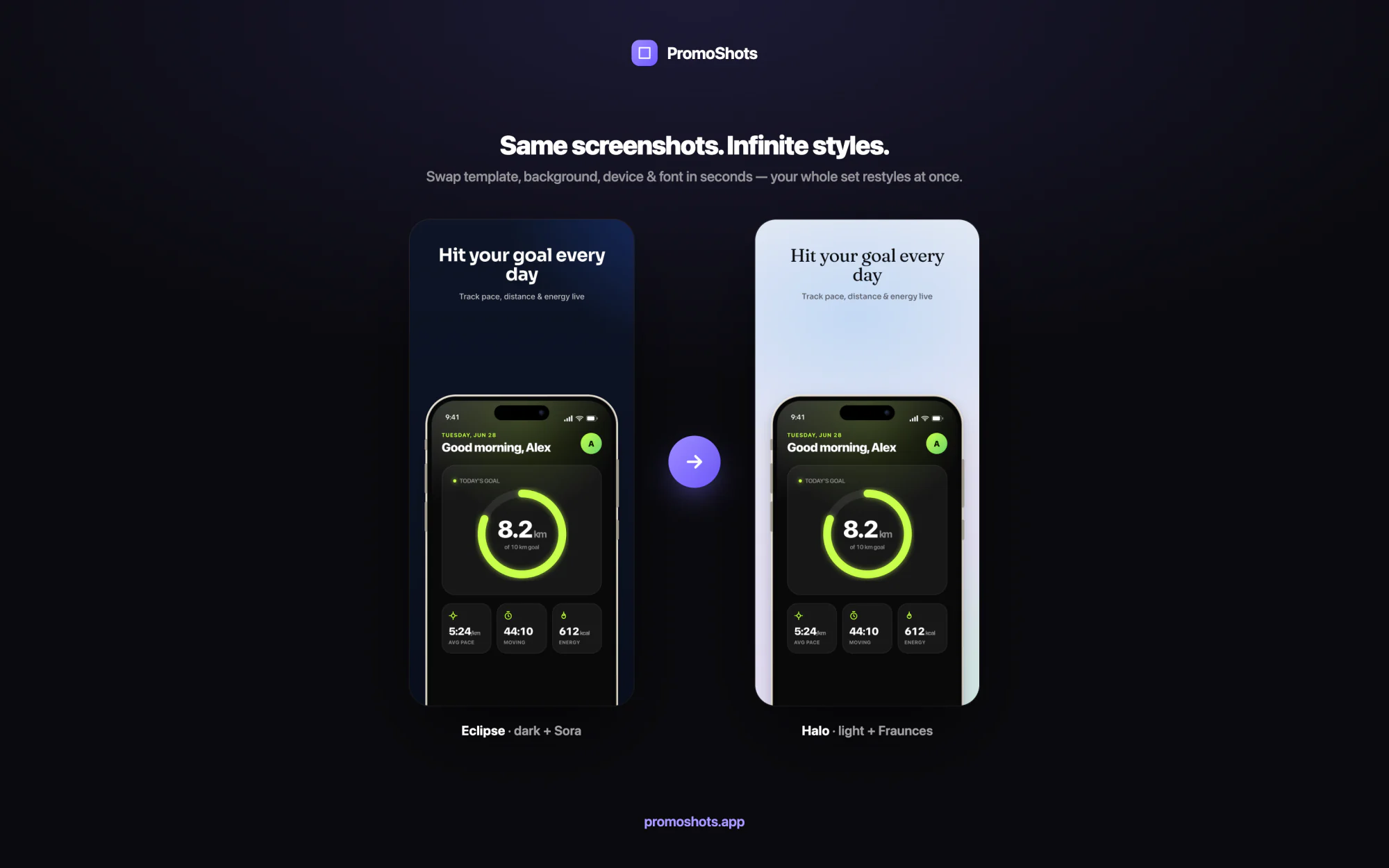 The same screenshot set shown in several completely different visual styles